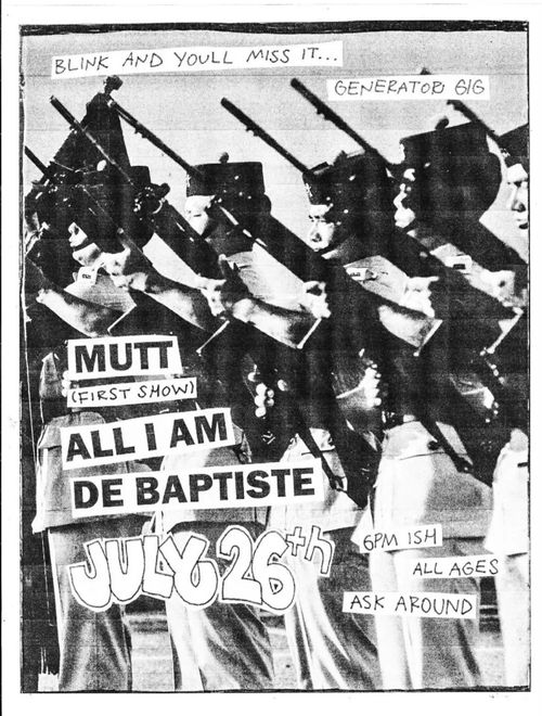 Generator Gig with Mutt, All I Am, De Baptiste @6pm ask around